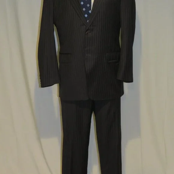 Canali 13320 Drop 7 Gray Striped Two Button Suit 42L